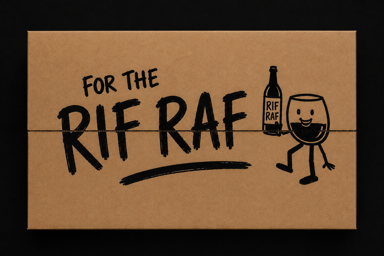 Closed kraft case reading FOR THE RIF RAF